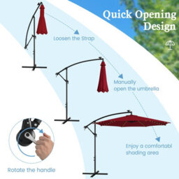 Costway 3 M Patio Solar-Lighted 112 Led Cantilever Offset Umbrella W/ Crank Tilt - thumbnail 9