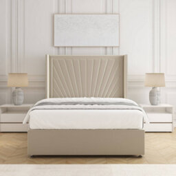 Bsspoke Alina Divan Bed Set Cream Plush Velvet With 54Inch Headboard  & No Drawers No Mattress In Double King 4Ft 6Ft - thumbnail 3