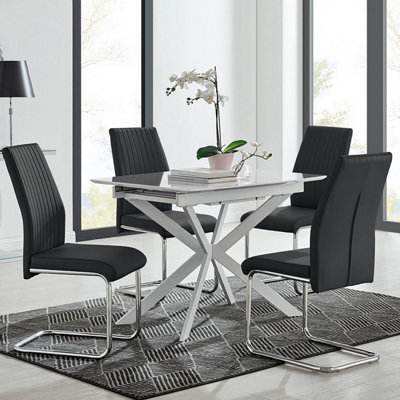 Furniturebox Uk Lira 100 Extending Dining Table And 4 Black Lorenzo Chairs - image 1