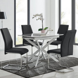 Furniturebox Uk Lira 100 Extending Dining Table And 4 Black Lorenzo Chairs - thumbnail 1