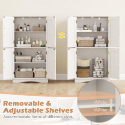Costway Bathroom Floor Cabinet 110Cm Freestanding Pantry Cabinet With 4 Doors-White - thumbnail 8