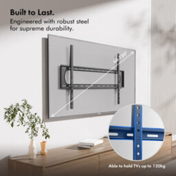 "Vonhaus Flush Tv Bracket For 60-120"" Screens, Ultra-Slim Wall Mount W/spirit Level, 120Kg Capacity, Max Vesa: 900X600mm" - thumbnail 2