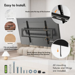 "Vonhaus Flush Tv Bracket For 60-120"" Screens, Ultra-Slim Wall Mount W/spirit Level, 120Kg Capacity, Max Vesa: 900X600mm" - thumbnail 5
