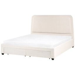 Beliani Bed With Storage Drawers Boucle Sardent 180 X 200 Cm (Eu Super King) Off-White - thumbnail 4