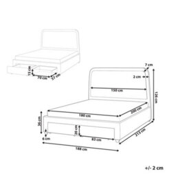 Beliani Bed With Storage Drawers Boucle Sardent 180 X 200 Cm (Eu Super King) Off-White - thumbnail 3