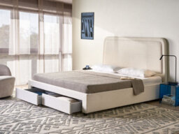 Beliani Bed With Storage Drawers Boucle Sardent 180 X 200 Cm (Eu Super King) Off-White - thumbnail 2