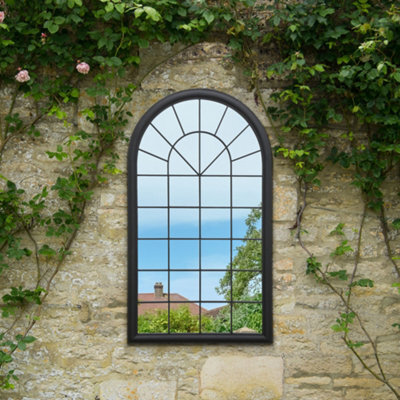 Mirroroutlet Somerley Country Arch Large Black Garden Mirror 129 X 76Cm - image 1