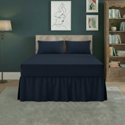 Fitted Valance Bed Sheet Polycotton Mattress Cover And Frill Easy Care Navy