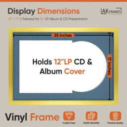 "AK Frames 25X17"" Gold Modern Vinyl Record Frame With Pompadour Mount For 12 Inch Lp Cover & Disc - Overlapped Design" - thumbnail 2