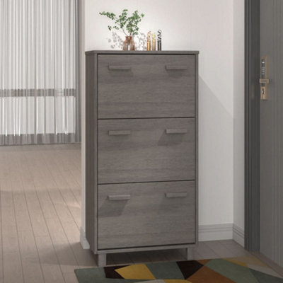 Berkfield Shoe Cabinet Light Grey 59.5X35X117 Cm Solid Wood Pine - image 1