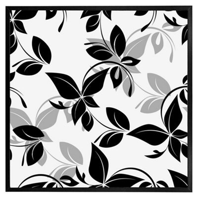 "Andrew Lee Black & White Floral (Picutre Frame) / 20X20"" / Oak" - image 1