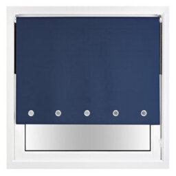 Furnished Thermal Blackout Roller Blinds With Round Eyelets & Metal Fittings - Navy Blue (W)90Cm (L)210Cm