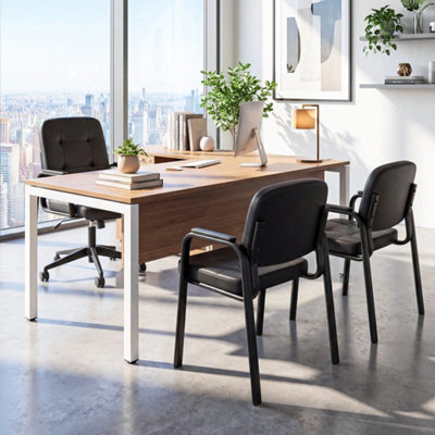 2-Piece Waiting Room Guest Chairs Leather Reception Chairs - image 1