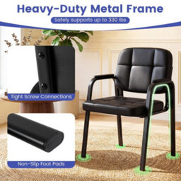2-Piece Waiting Room Guest Chairs Leather Reception Chairs - thumbnail 5