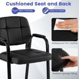 2-Piece Waiting Room Guest Chairs Leather Reception Chairs - thumbnail 4