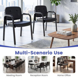 2-Piece Waiting Room Guest Chairs Leather Reception Chairs - thumbnail 6