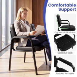 2-Piece Waiting Room Guest Chairs Leather Reception Chairs - thumbnail 3