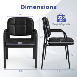 2-Piece Waiting Room Guest Chairs Leather Reception Chairs - thumbnail 2