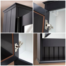 Homestylestore 1050 X 750mm Black Grey Wall Mounted Mirrored Door Bathroom Cabinet And Chrome T Bar Handles - thumbnail 3