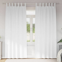 Berkfield Modern Curtains With Curtains 2 Pcs Pure White Polyester - thumbnail 2