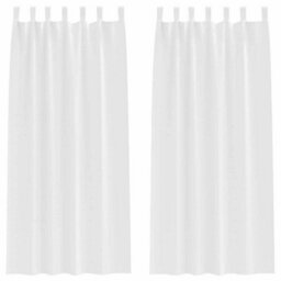 Berkfield Modern Curtains With Curtains 2 Pcs Pure White Polyester - thumbnail 1