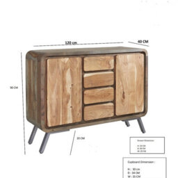 Buttercup Farm Aspen Large Sideboard - Metal/wood - L40 X W120 X H90 Cm - thumbnail 6