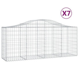 Berkfield Arched Gabion Baskets 7 Pcs 200X50X80/100 Cm Galvanised Iron - thumbnail 2