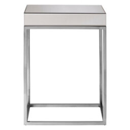 Orsina Mirrored Top Side Table, Stylish Side Table By Couch For Livingroom, Sleek Small Lounge Table For Tea - thumbnail 1