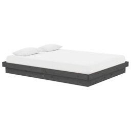 Berkfield Bed Frame Grey Solid Wood Pine 140X190 Cm - thumbnail 3
