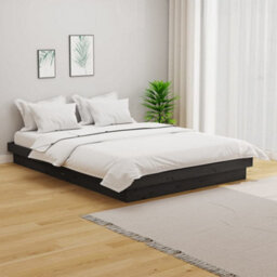 Berkfield Bed Frame Grey Solid Wood Pine 140X190 Cm - thumbnail 1