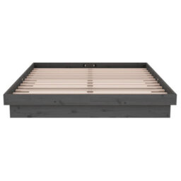 Berkfield Bed Frame Grey Solid Wood Pine 140X190 Cm - thumbnail 5