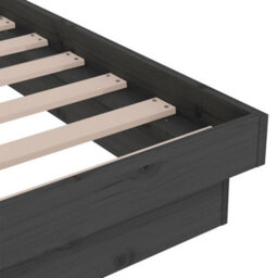 Berkfield Bed Frame Grey Solid Wood Pine 140X190 Cm - thumbnail 8