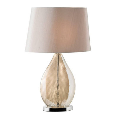 Luminosa Lighting Luminosa Kew Table Lamp Gold Effect, Glass, Mink Silk Effect, E27