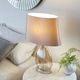 Luminosa Lighting Luminosa Kew Table Lamp Gold Effect, Glass, Mink Silk Effect, E27 - thumbnail 4