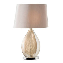 Luminosa Lighting Luminosa Kew Table Lamp Gold Effect, Glass, Mink Silk Effect, E27