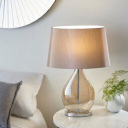 Luminosa Lighting Luminosa Kew Table Lamp Gold Effect, Glass, Mink Silk Effect, E27 - thumbnail 2