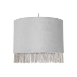 First Choice Lighting Fringed Silvery Grey 23Cm Fringed Velvet Pendant Shade - thumbnail 1