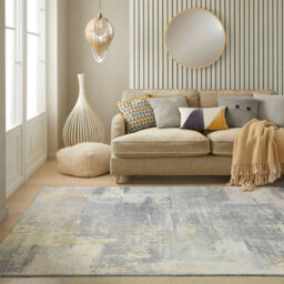 Light Grey Abstract Polyester Modern Living Room, Bedroom Rug - 200Cm X 290Cm - thumbnail 5