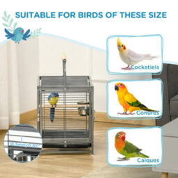 Pawhut Parrot Cage, Travel Carry Pet Bird Cage Cockatiel W/ Metal Handle - thumbnail 7