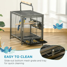 Pawhut Parrot Cage, Travel Carry Pet Bird Cage Cockatiel W/ Metal Handle - thumbnail 4