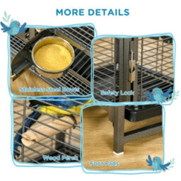 Pawhut Parrot Cage, Travel Carry Pet Bird Cage Cockatiel W/ Metal Handle - thumbnail 6