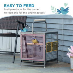 Pawhut Parrot Cage, Travel Carry Pet Bird Cage Cockatiel W/ Metal Handle - thumbnail 5