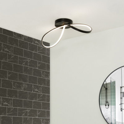 Litecraft Finn Matte Black Led Swirl Bathroom Ceiling Light - image 1