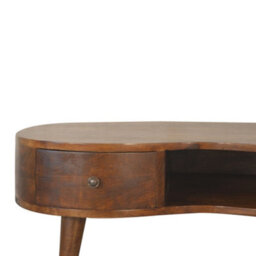 Matteo Solid Wood Chestnut Wave Coffee Table With Drawer & Shelf - thumbnail 5