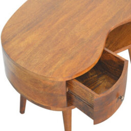 Matteo Solid Wood Chestnut Wave Coffee Table With Drawer & Shelf - thumbnail 7