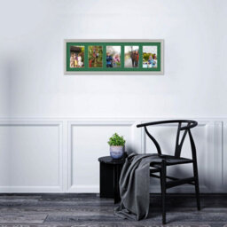 AK Frames 26X8 Light Grey Classic Multi Photo Frame With Emerald Mount - Holds 5 Apertures (5X) 6X4 Photos - thumbnail 3