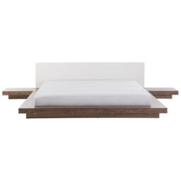 Beliani Waterbed Faux Leather Zen 180 X 200 Cm (Eu Super King) Brown Ash Wood - thumbnail 1