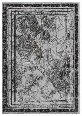 Obsidian Modern Low Pile Area Rug - Frame Abstract Design Grey 160Cm X 230Cm - image 1