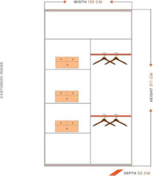 Sliding Wardrobes 4 u LTD Modern Sliding Wardrobe With Led Light - Mirror & Internal Storage Bedroom Wardrobe - Grey 120Cm - thumbnail 3