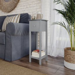 Urbn-Living Urbnliving 70Cm Height Slim Bedside Nightstand Grey Table 1 Storage Drawer Bedroom Furniture Sofa Side Unit - thumbnail 2